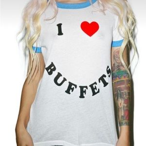 NWOT Wildfox Couture Ringer Tee “I ❤️Buffets”
